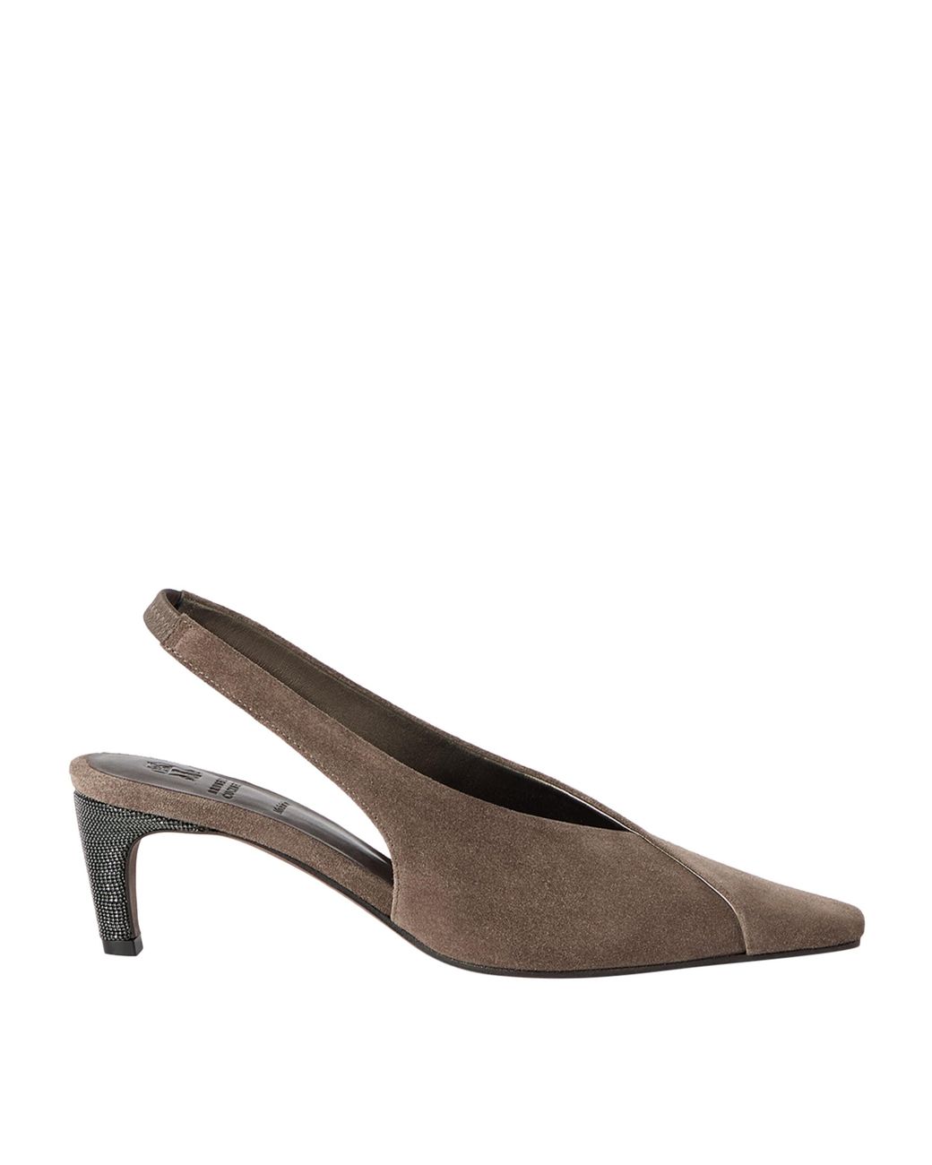 Brunello Cucinelli Brown Suede Monili Slingback Pumps 70