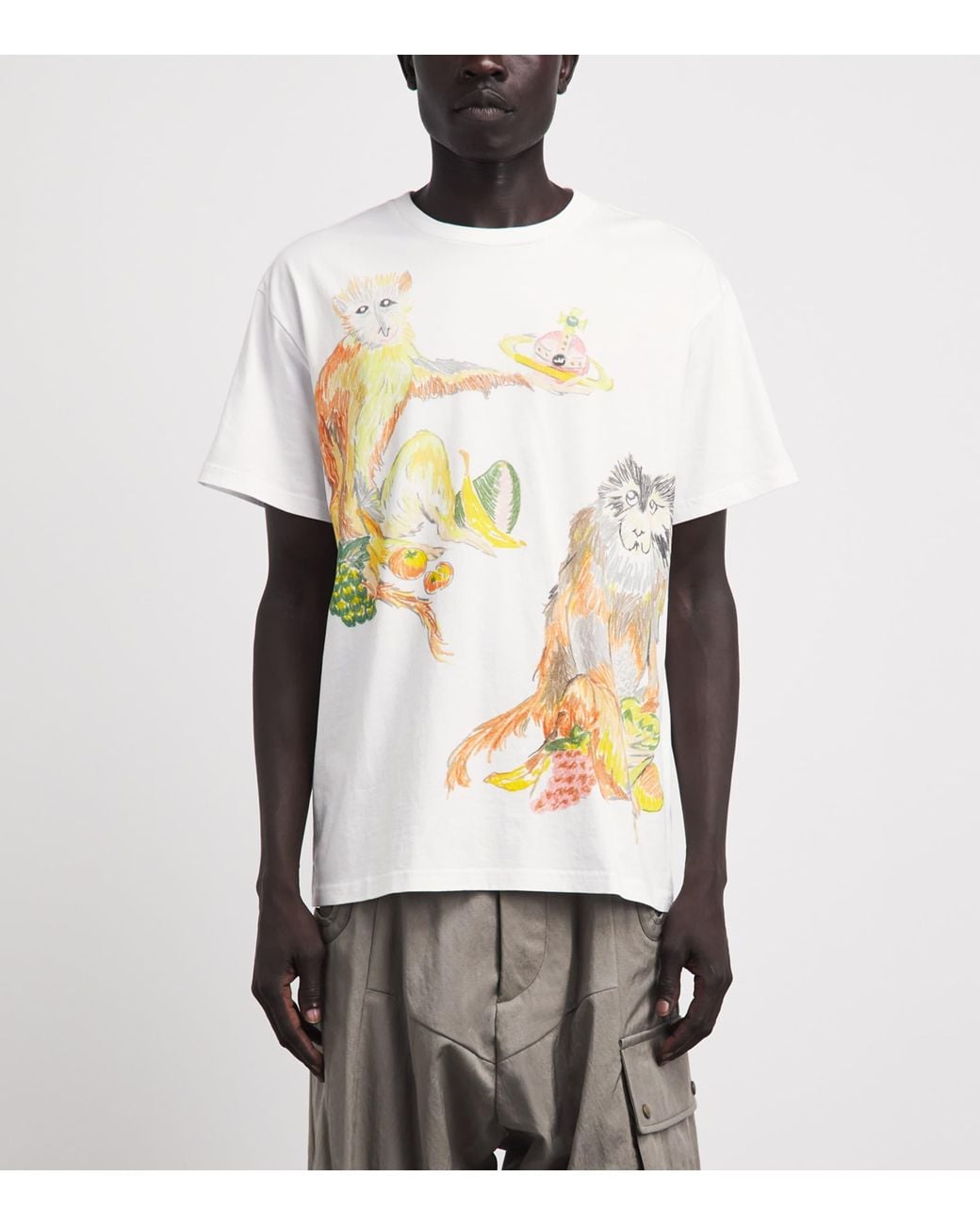 Vivienne Westwood White Organic Cotton Monkeys T-Shirt for men