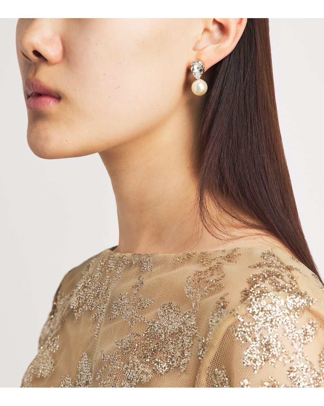 Jennifer Behr Natural Plated Crystal Drop Earrings