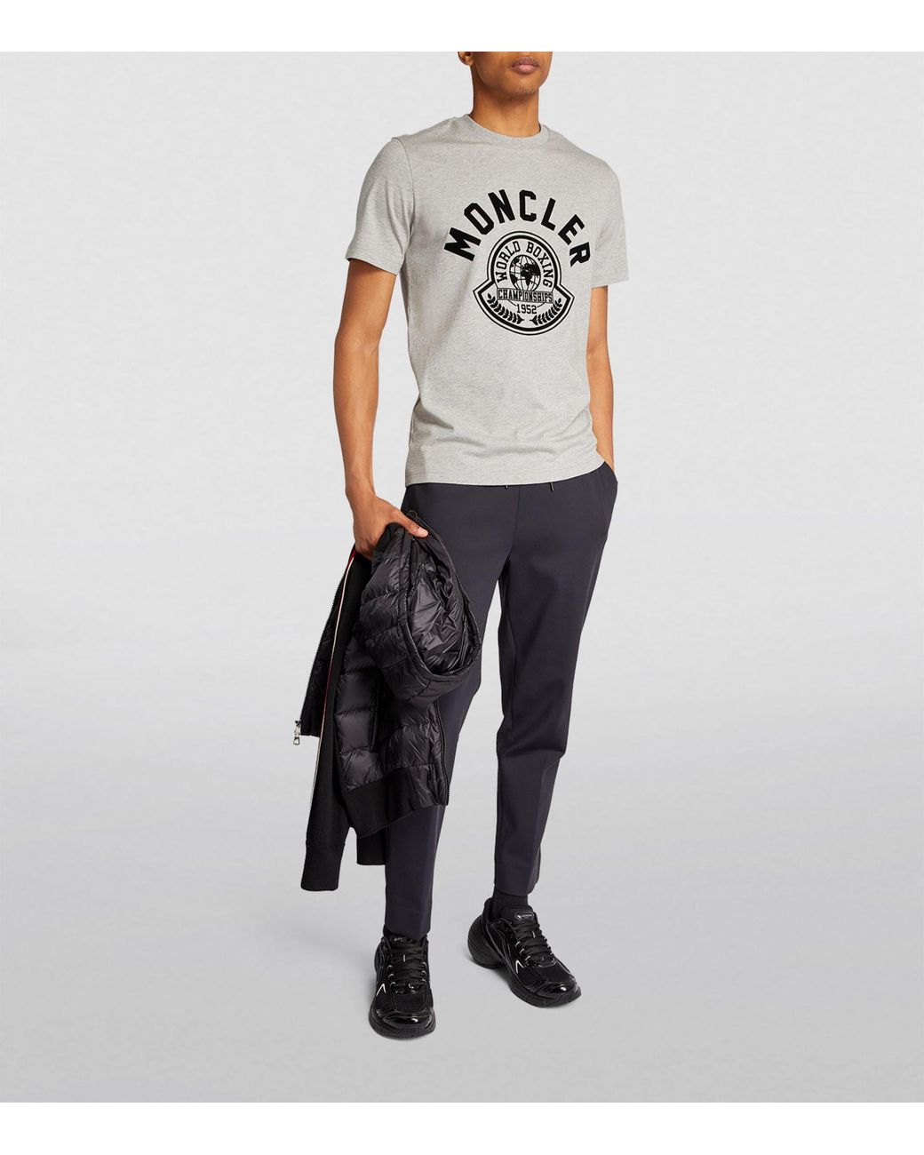 Moncler Boxing Logo Print T-shirt in Grey for Men | Lyst UK