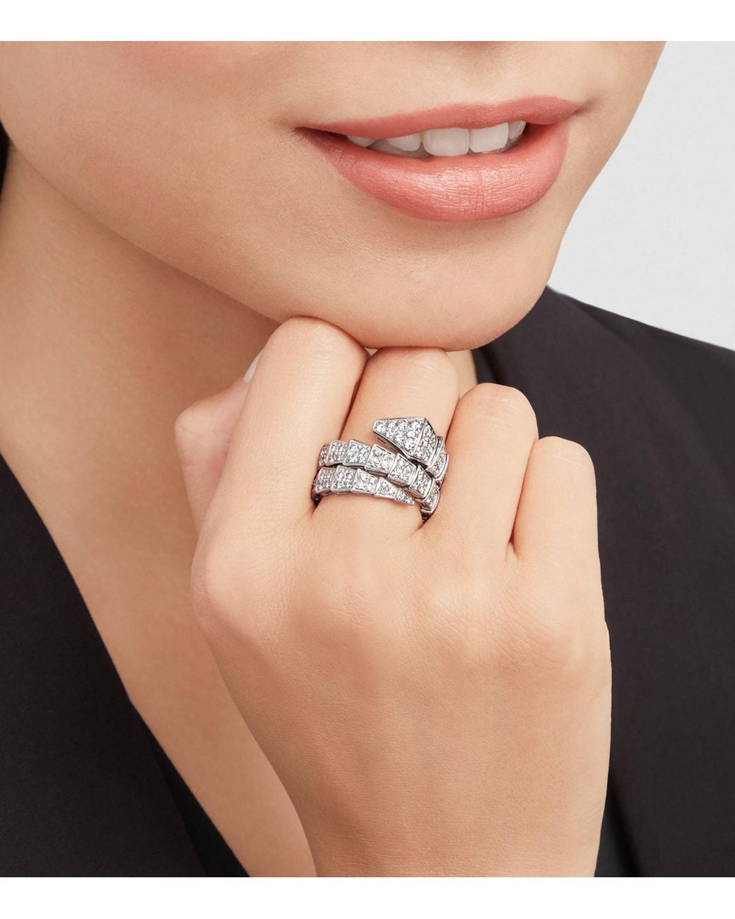 BVLGARI White And Diamond Serpenti Viper Ring