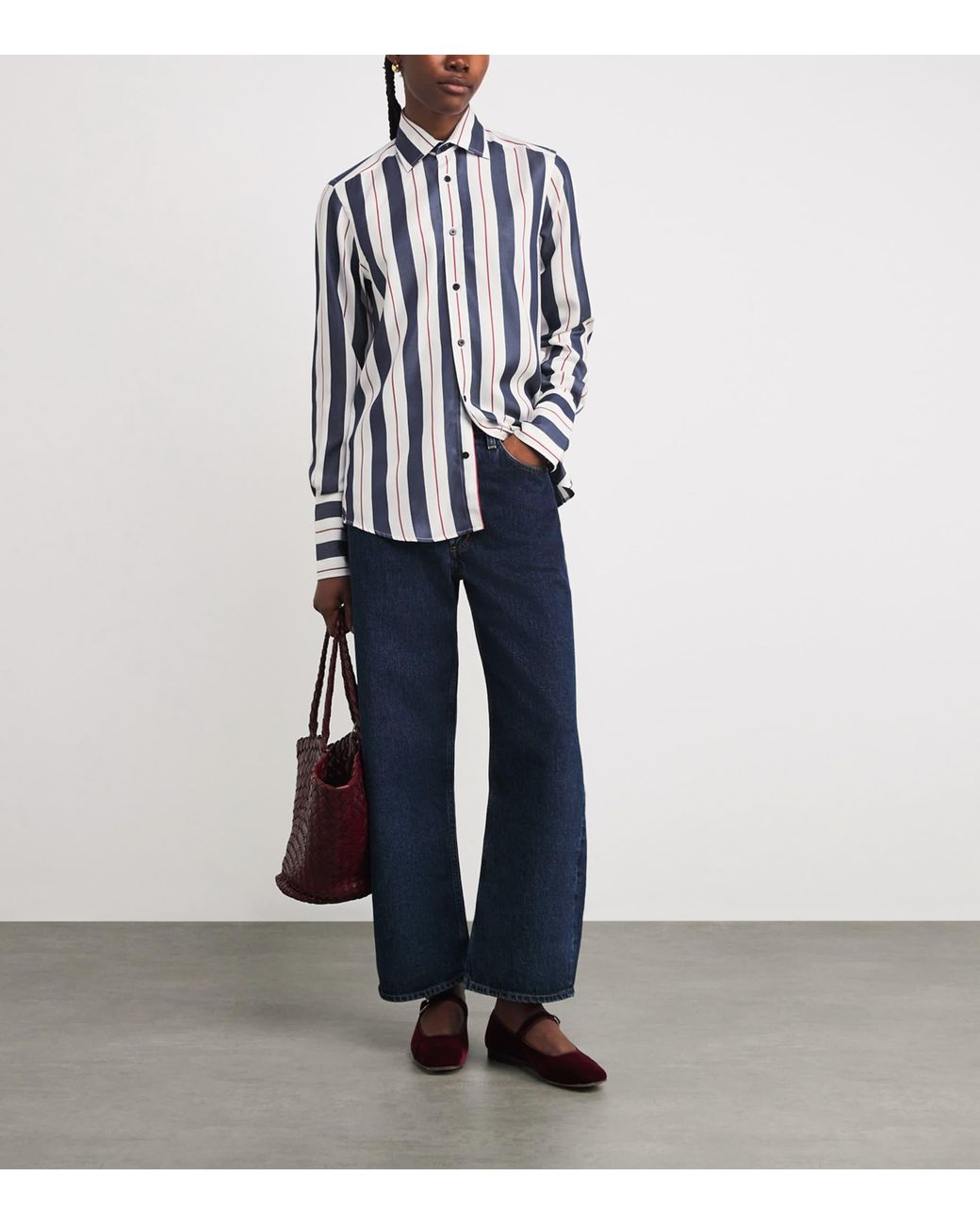 With Nothing Underneath Blue Stripe Boyfriend Shirt