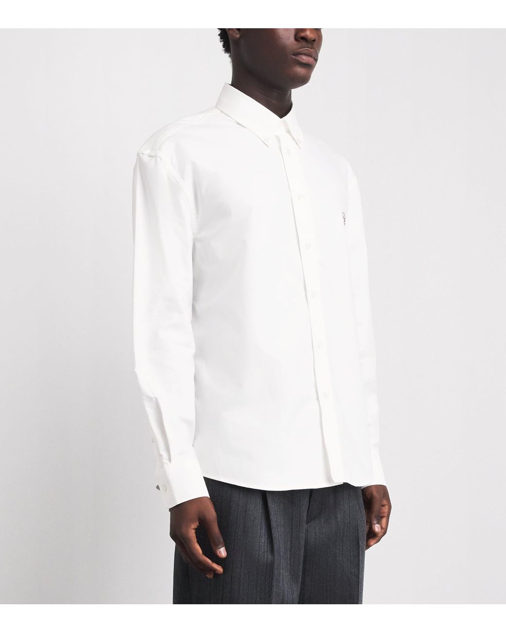 Drole de Monsieur White Cotton Embroidered Logo Shirt for men