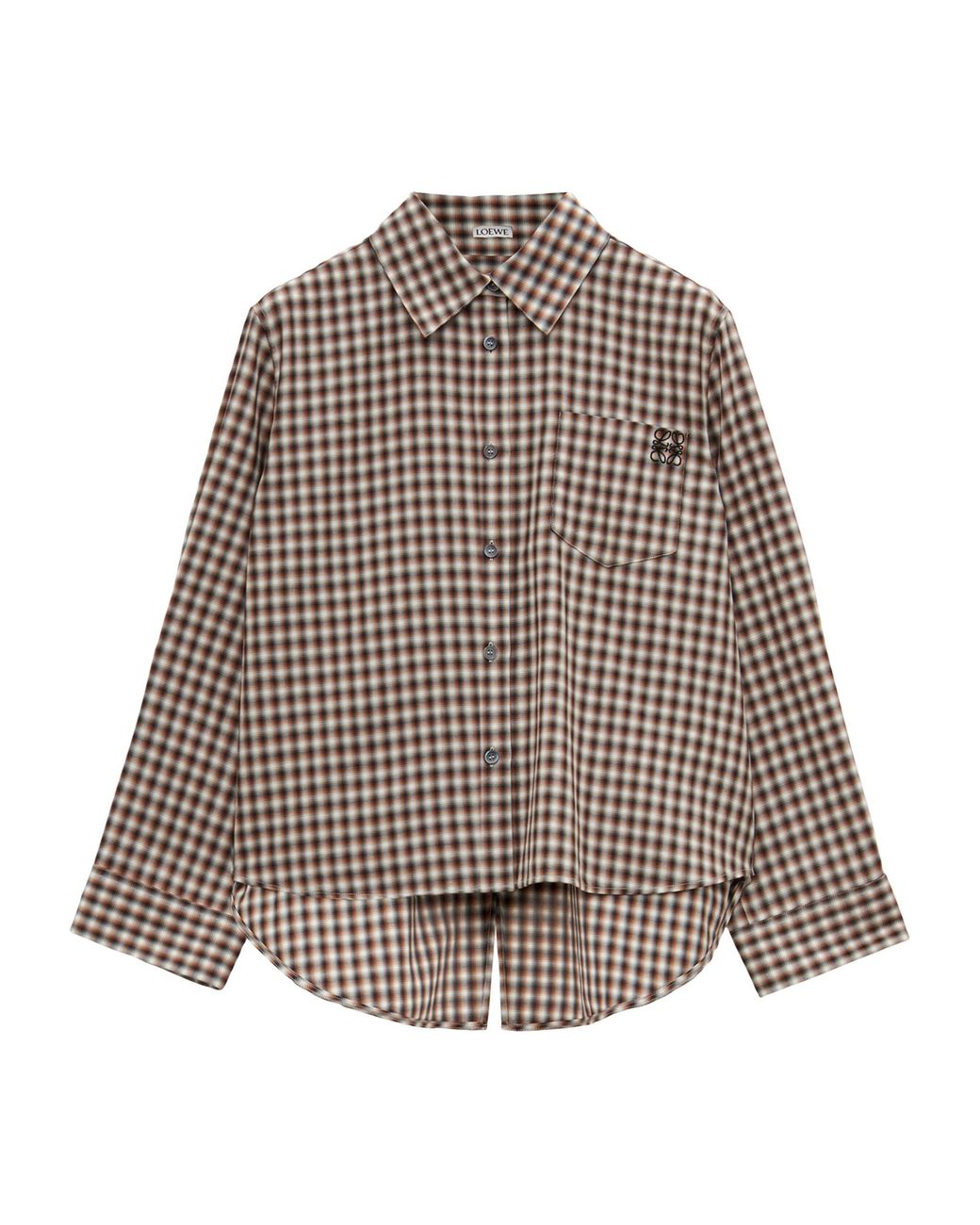 【Sale】 LOEWE Check Shirtsシャツ グラフィック ロエベ loewe-brown-Check-Trapeze-