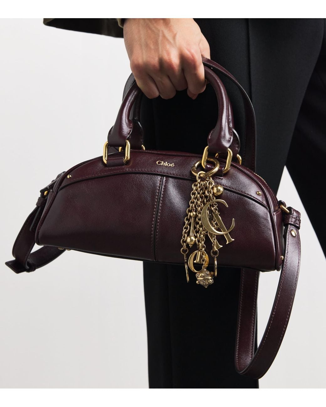 Chloé Purple Small Leather Bowling Top-Handle Bag