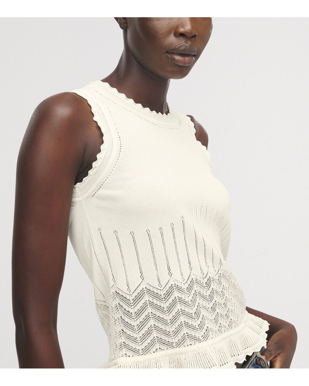McQueen Natural Pointelle Tank Top