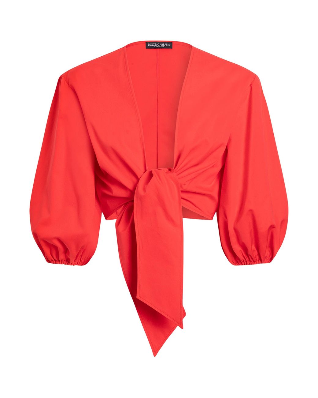 Dolce & Gabbana Red Cotton Poplin Crop Top