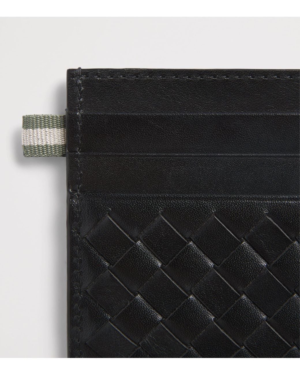 Officine Creative Black Woven Leather Card Holder for men