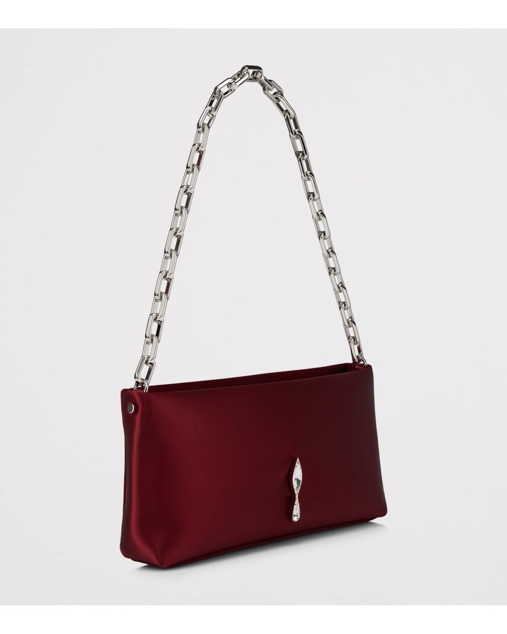 Christian Louboutin Red Maykimay Chain Pouch Neoprene Satin Clutch Bag