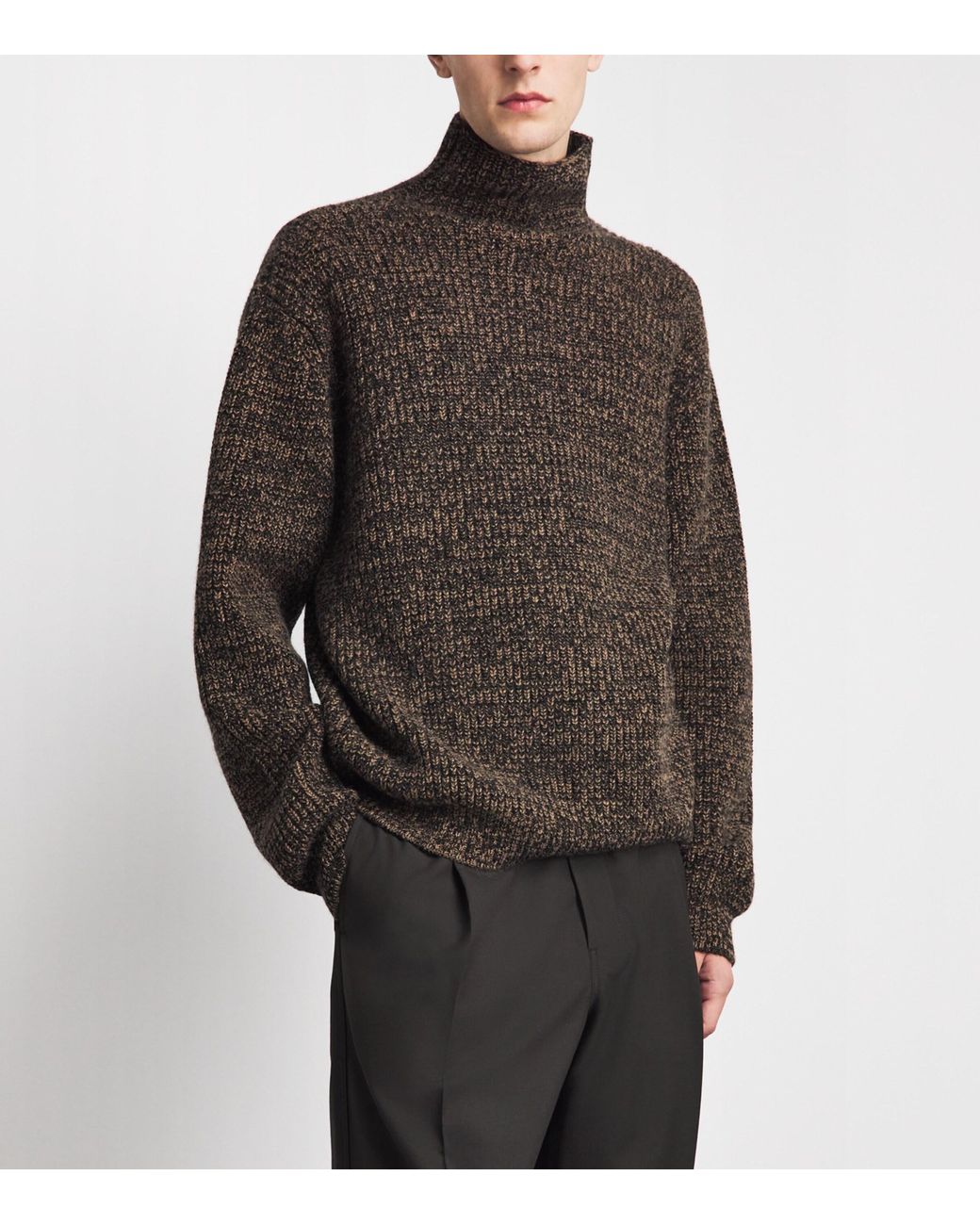 Lemaire Brown Alpaca-Yak-Blend Funnel-Neck Sweater for men