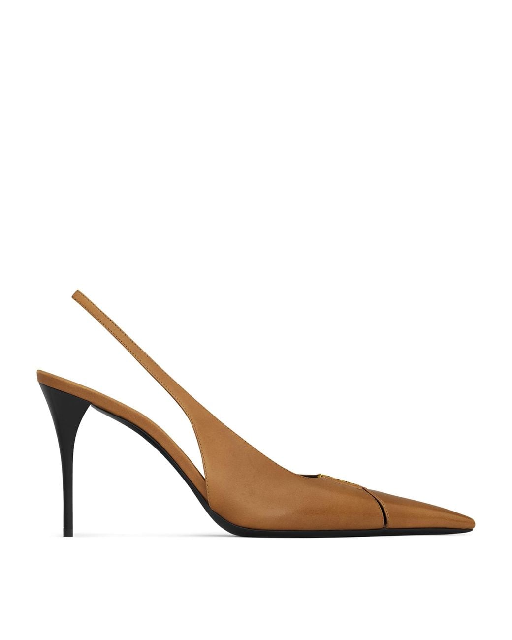 Saint Laurent Brown Leather Babylone Slingback Pumps 90