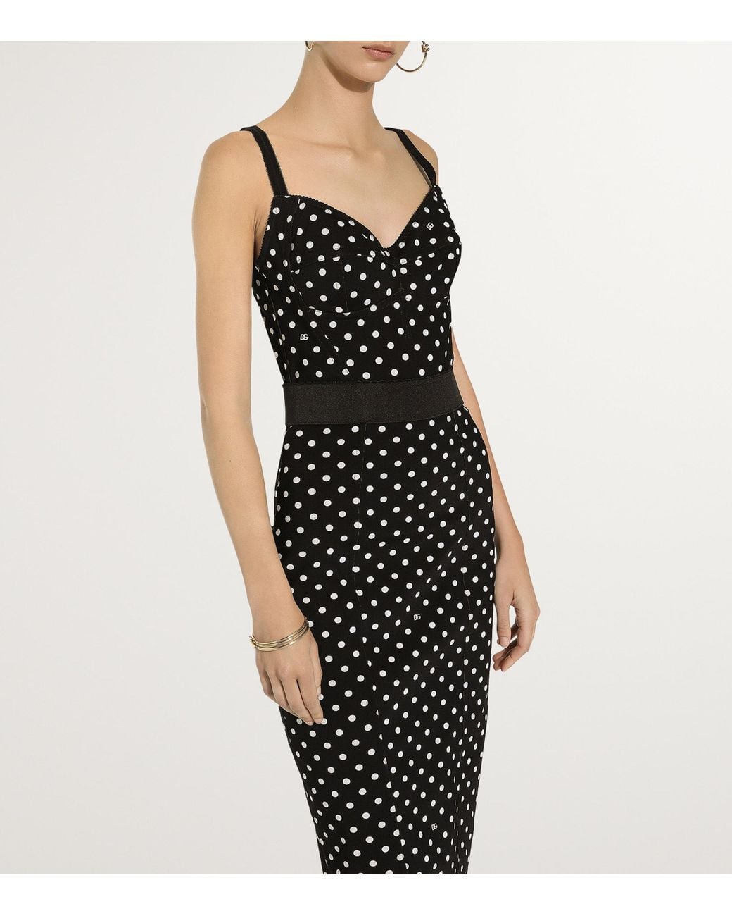 Dolce & Gabbana Black Polka-Dot Marquisette Corset Top