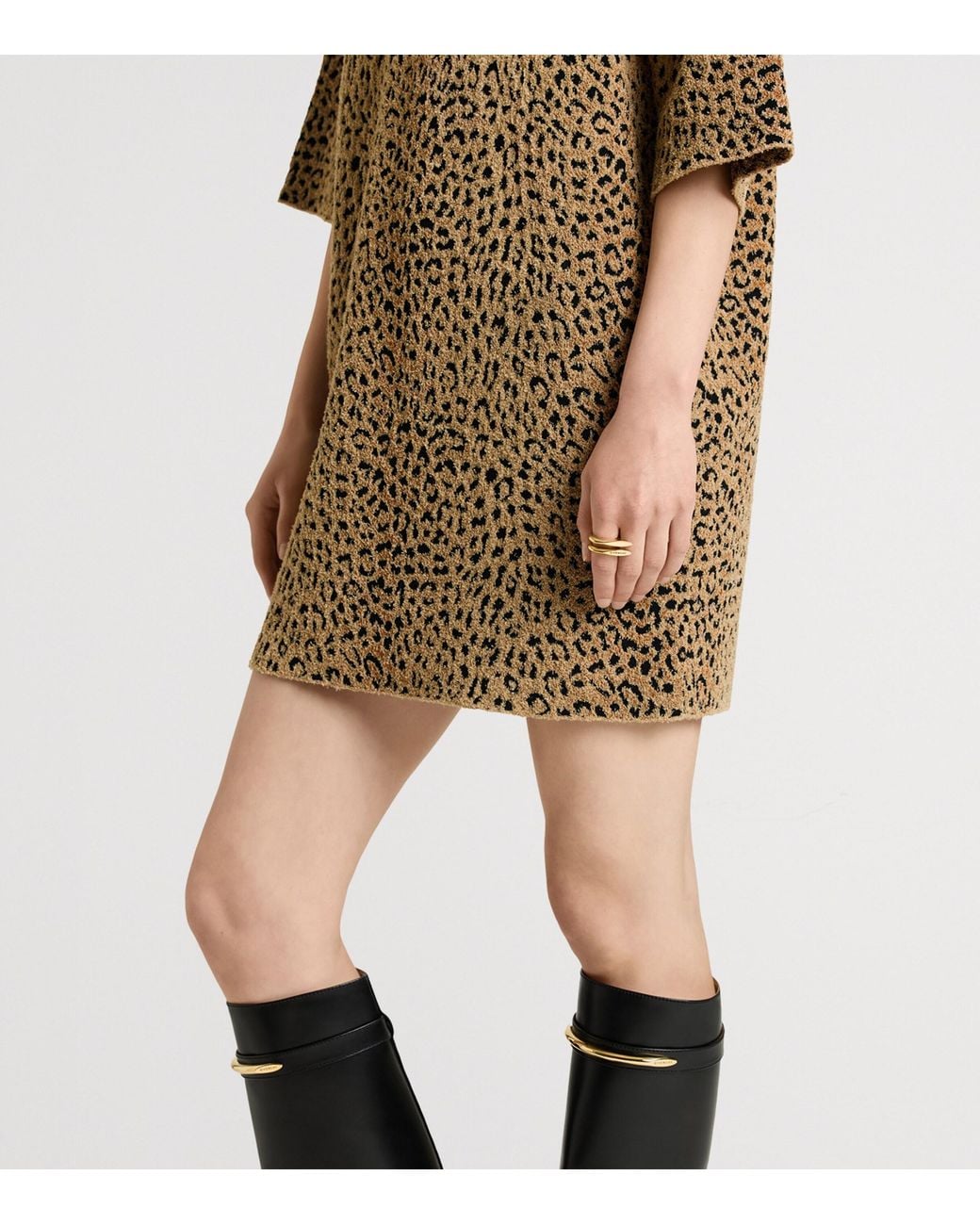 Givenchy Brown Leopard Print High-Neck Mini Dress
