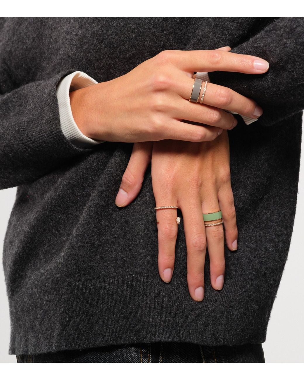 Repossi White And Diamond Serti Sur Vide Ring