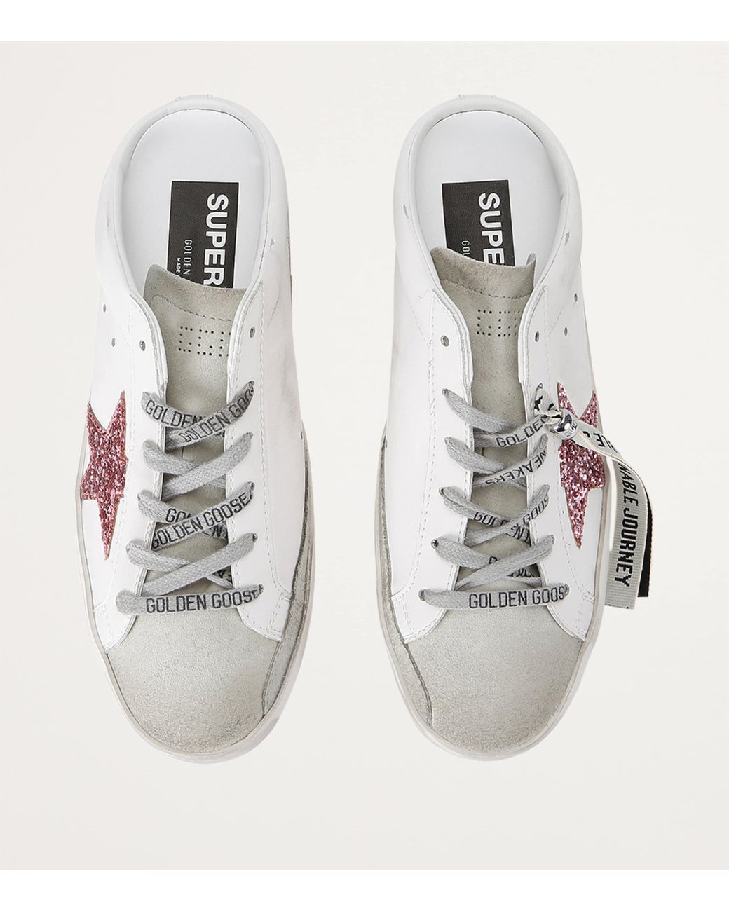 Golden Goose Deluxe Brand White Glitter Super-Star Sabot Sneakers