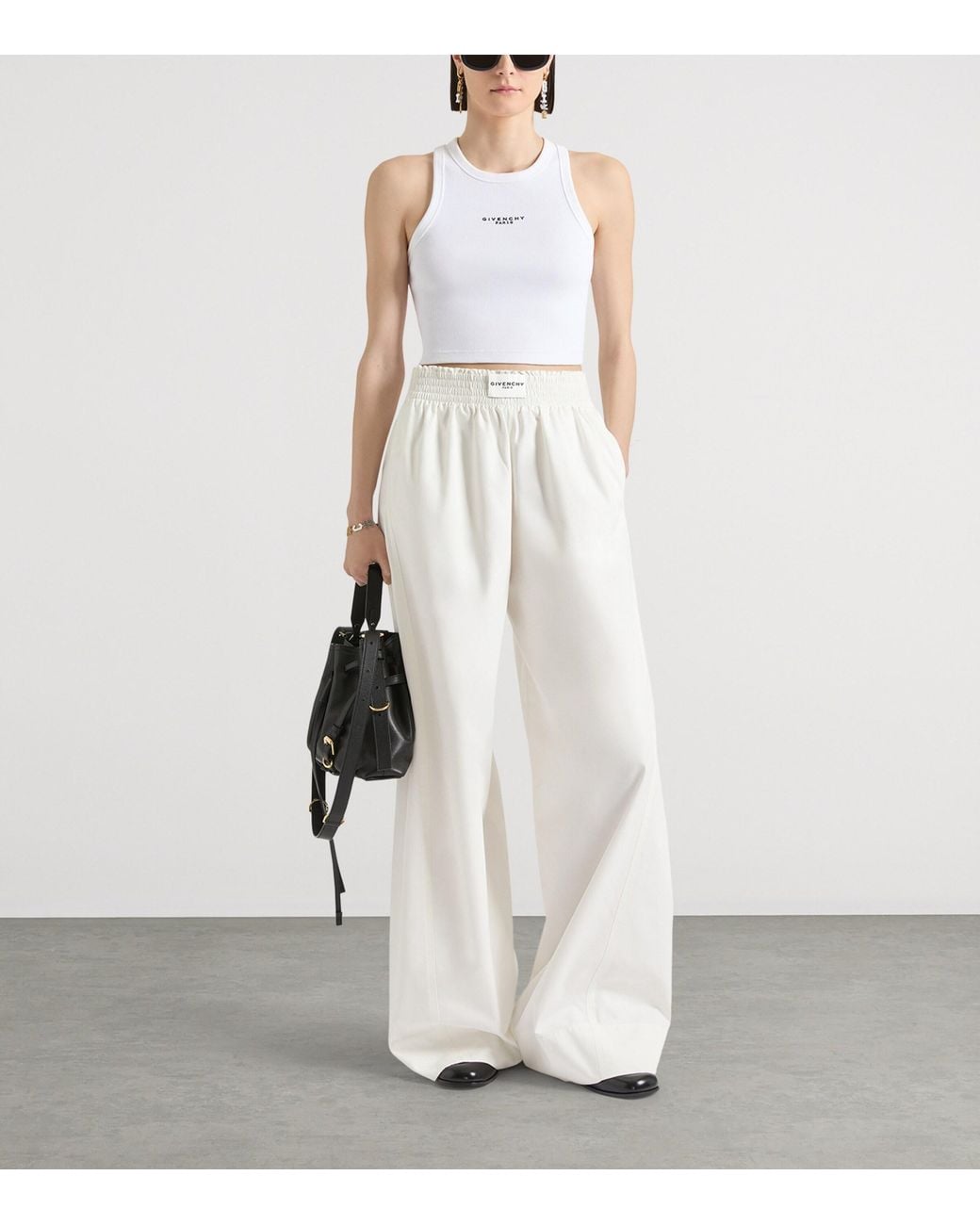 Givenchy White Cotton Canvas Wide-Leg Trousers