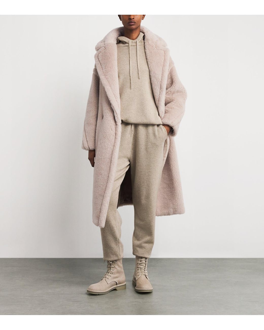 Max Mara Natural Alpaca-Wool-Silk Teddy Bear Coat