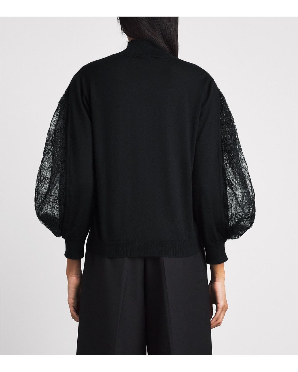 Fabiana Filippi Blue Cashmere-Silk Lace-Trim Sweater