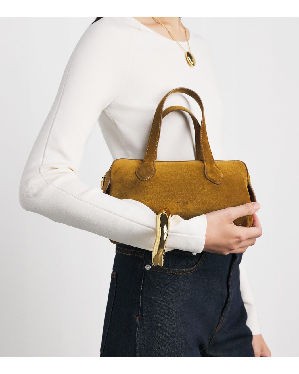 Joseph Metallic Mini Suede Loaf Top-Handle Bag