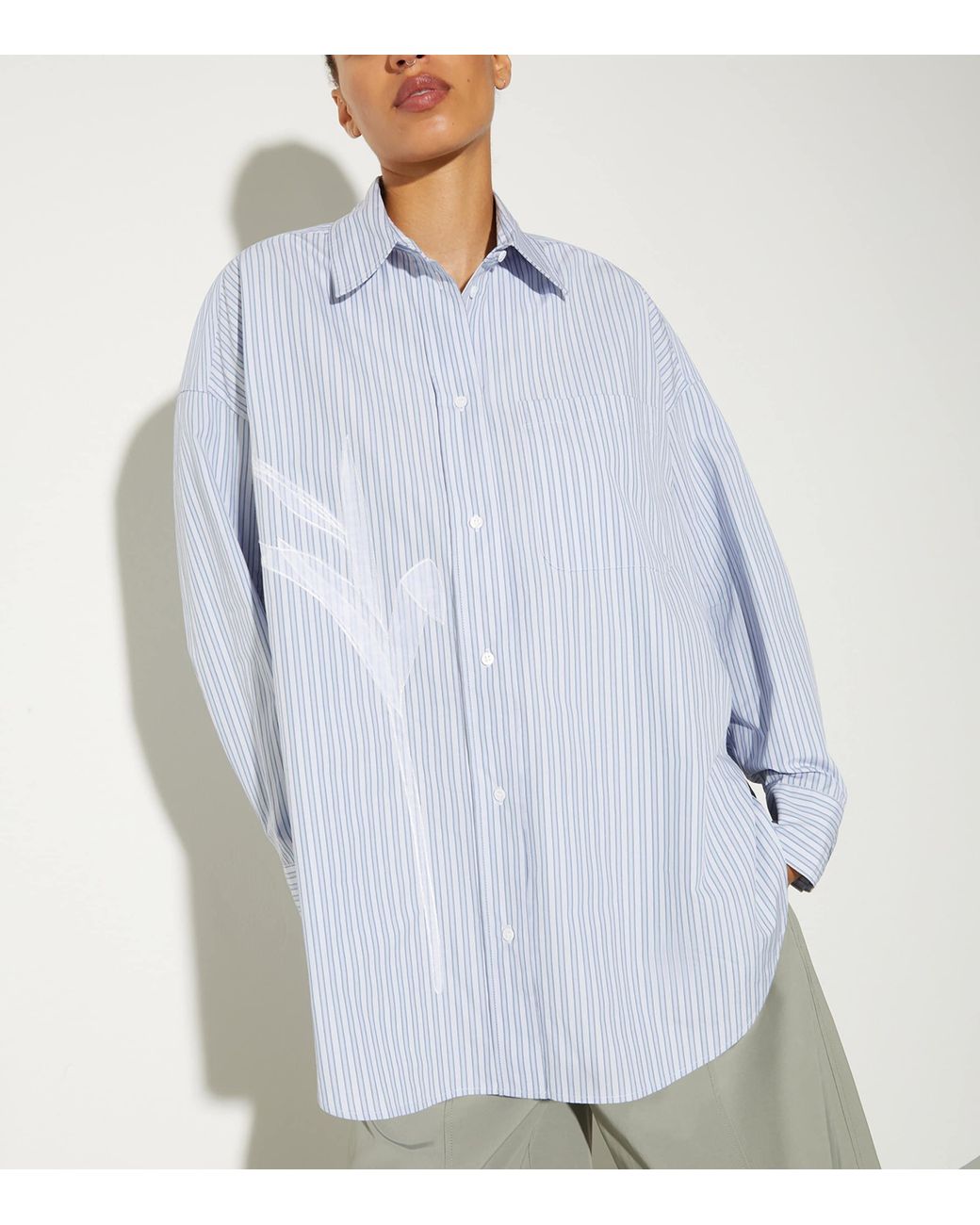 MAX&Co. Blue Oversized Embroidered Stripe Shirt