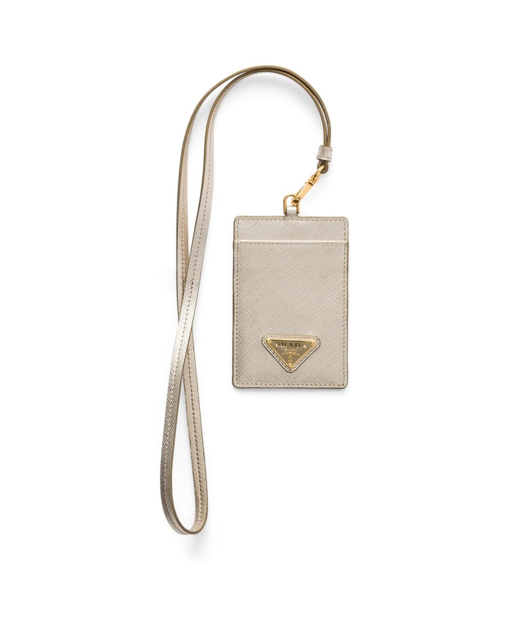 Prada White Saffiano Leather Badge Holder