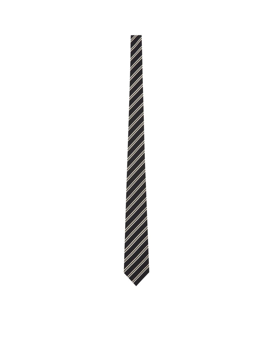 Saint Laurent White Silk Striped Tie for men