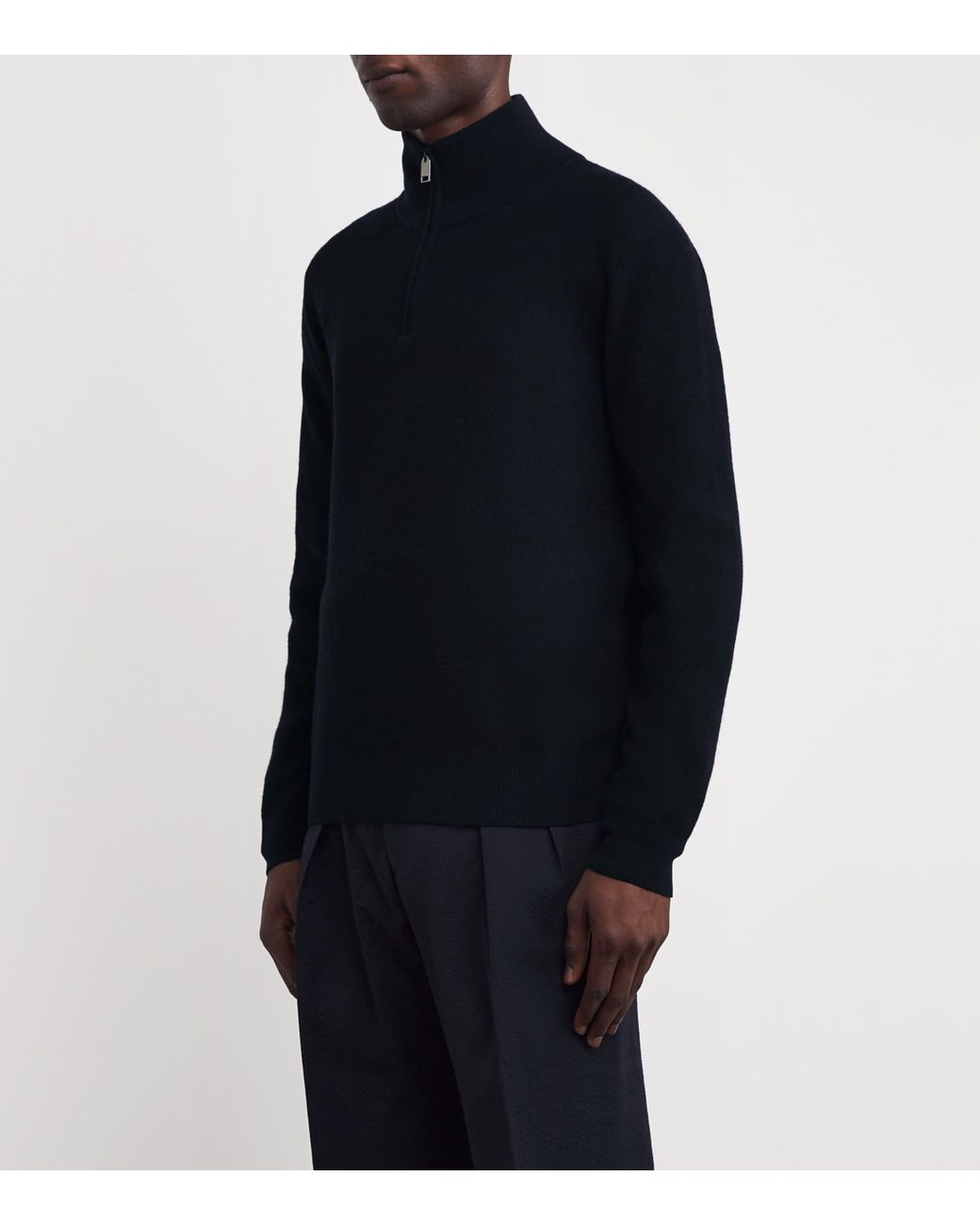 Brioni Blue Cashmere-Wool High-Neck Sweater for men