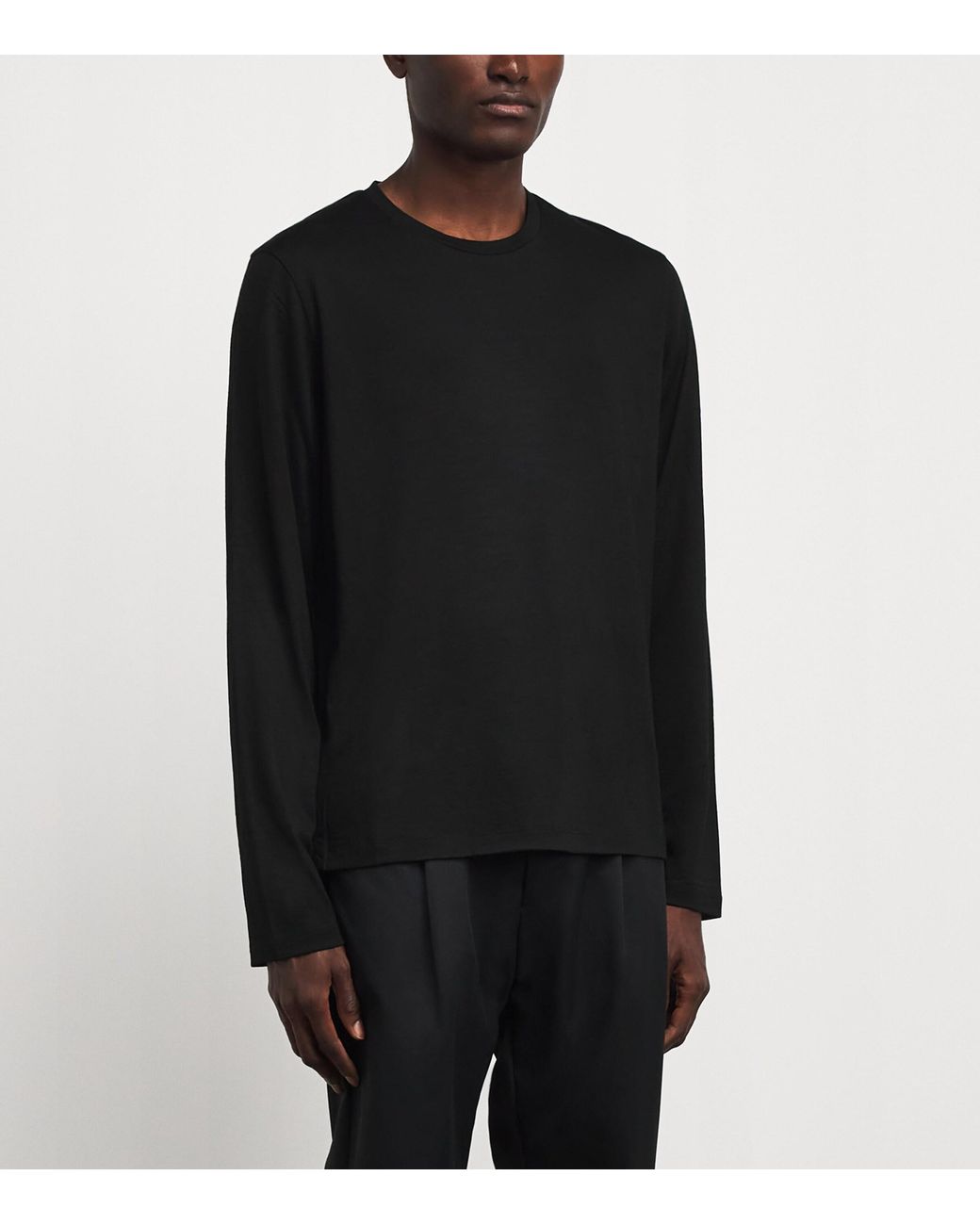 Herno Black Wool Logo Long-Sleeve T-Shirt for men