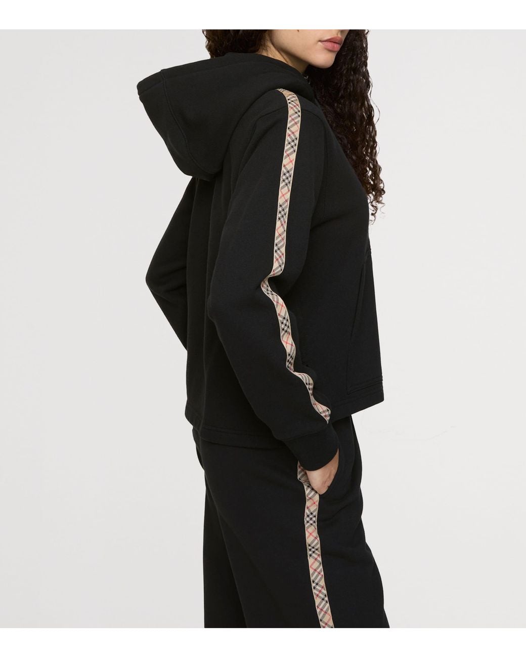 Burberry Black Cotton Zip-Up Hoodie