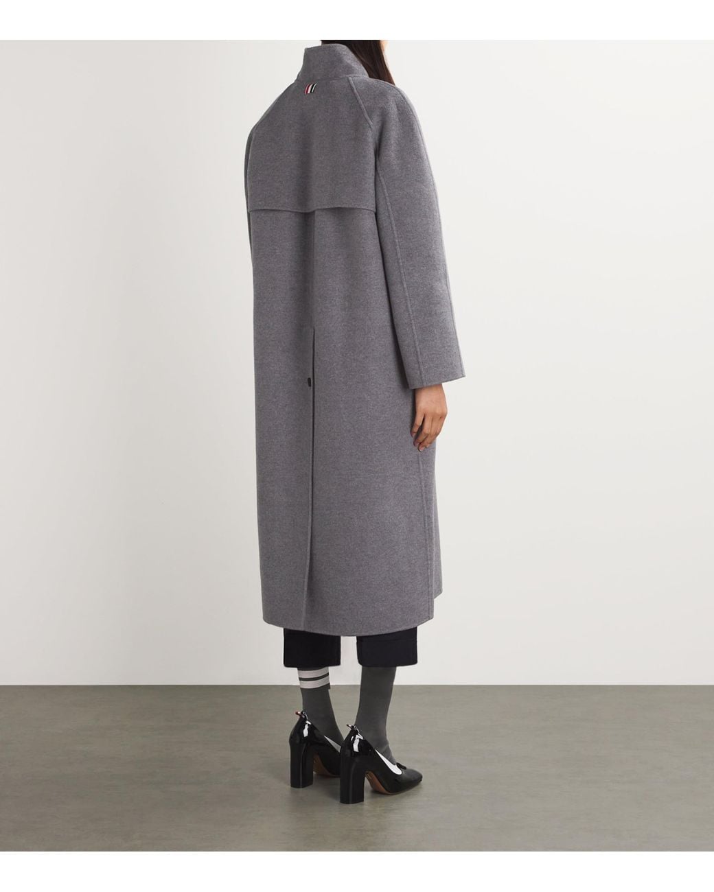 Thom Browne Gray Wool-Cashmere High-Neck Overcoat
