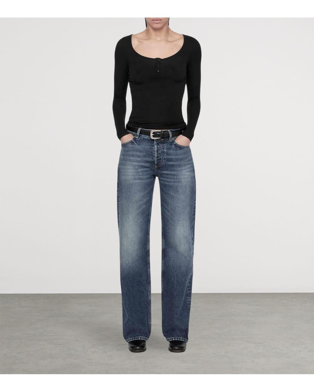 AllSaints Black Jules Henley Long-Sleeve T-Shirt