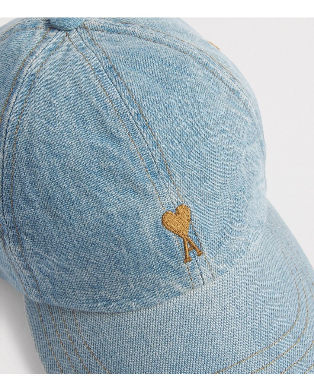 AMI Blue Denim Embroidered Logo Baseball Cap for men