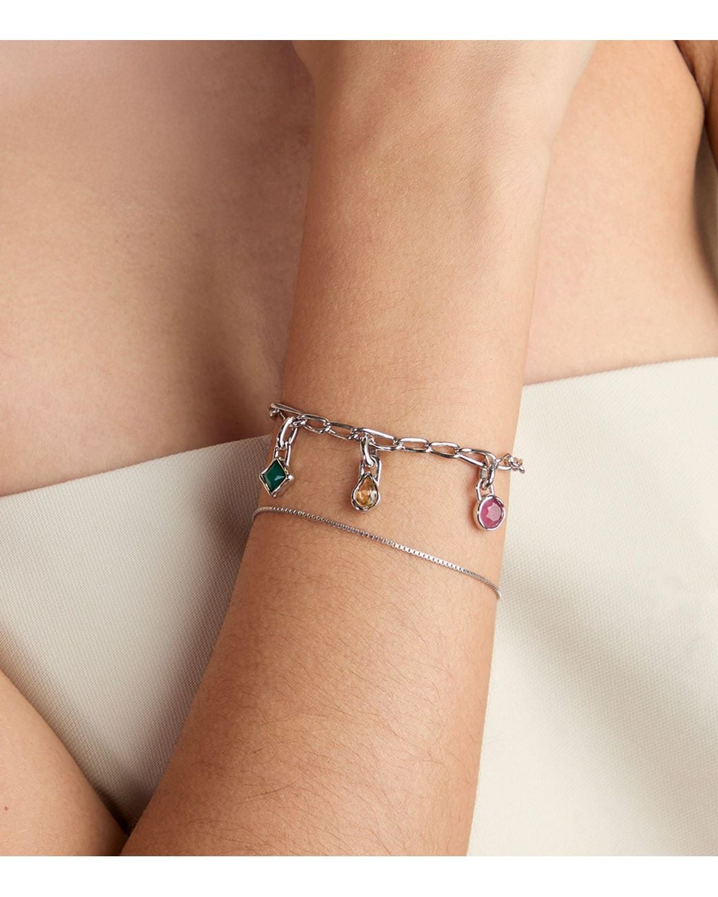 Astrid & Miyu Green Rhodium-Plated May Birthstone Charm