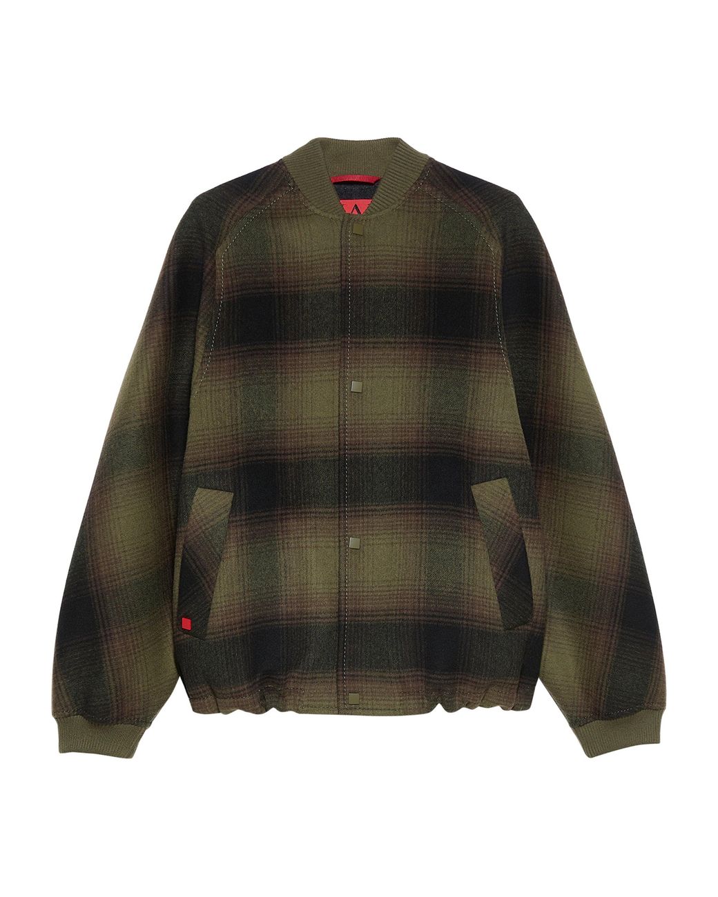 MAX&Co. Green Virgin Wool Plaid Bomber Jacket
