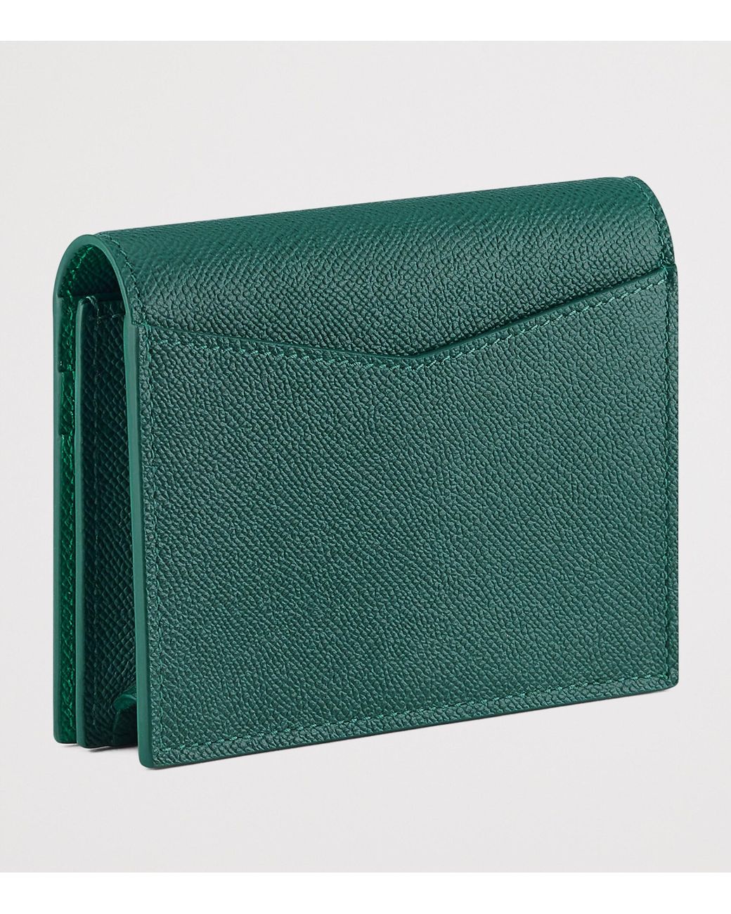 BVLGARI Green Leather Business Card Holder for men