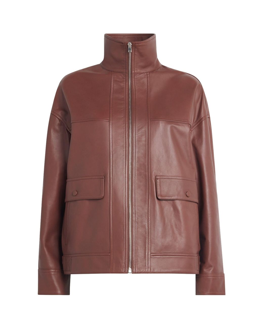 Yves Salomon Brown Lambskin Zip-Up Jacket