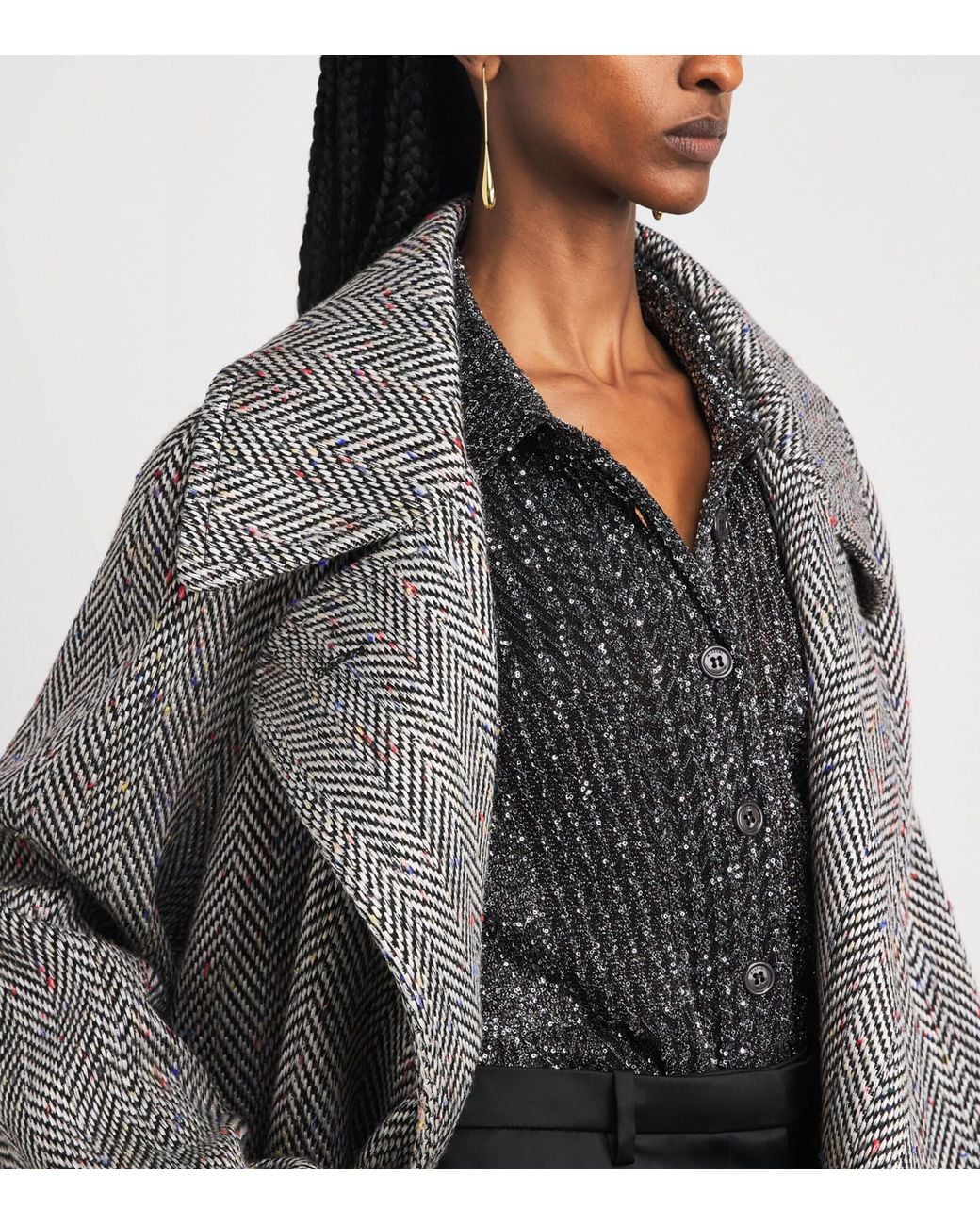 Missoni Gray Wool-Blend Herringbone Coat