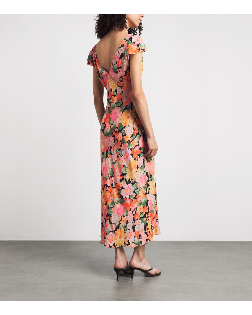 Rixo White Floral Cathy Midi Dress
