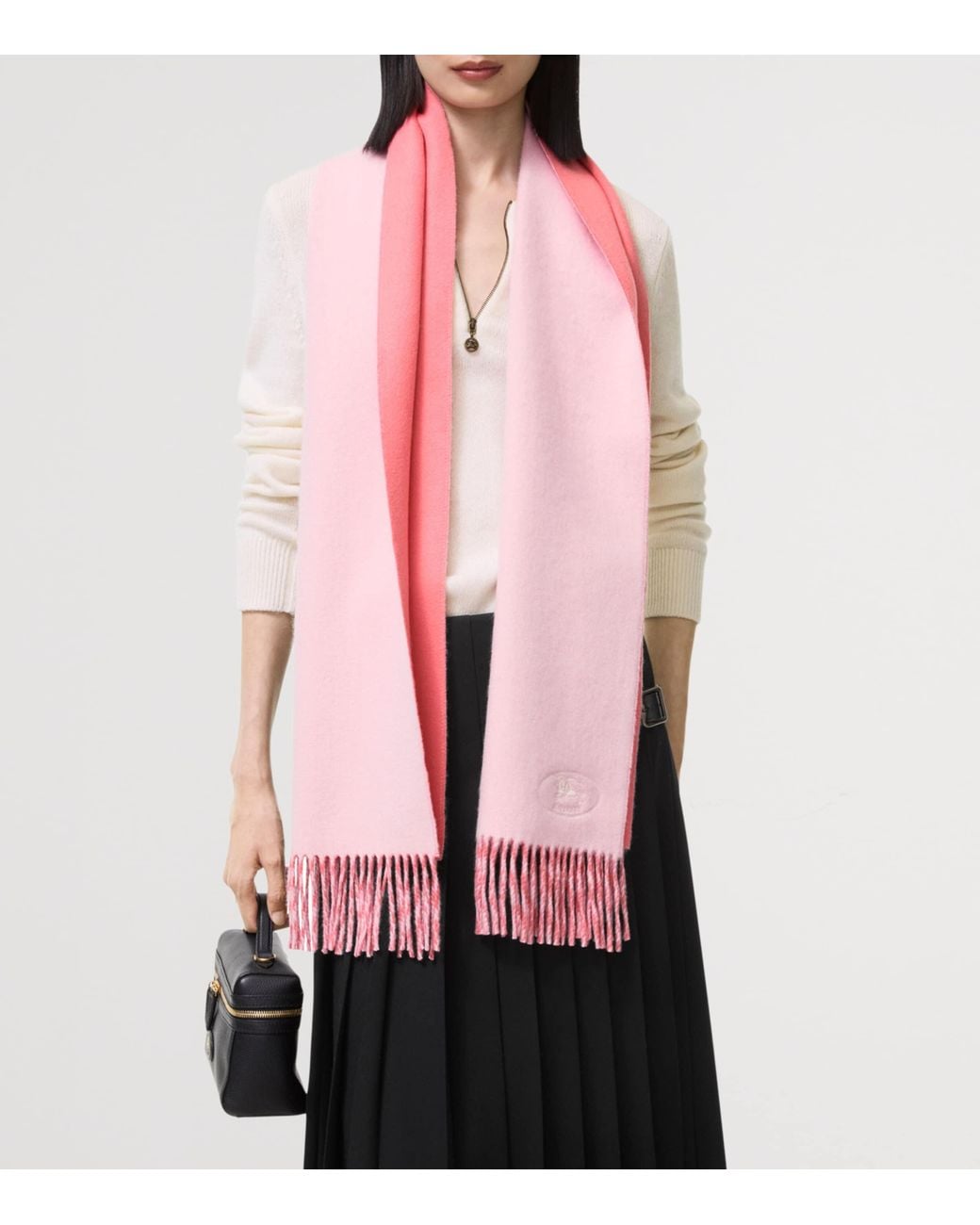 Burberry Pink Cashmere Ekd Stamp Scarf