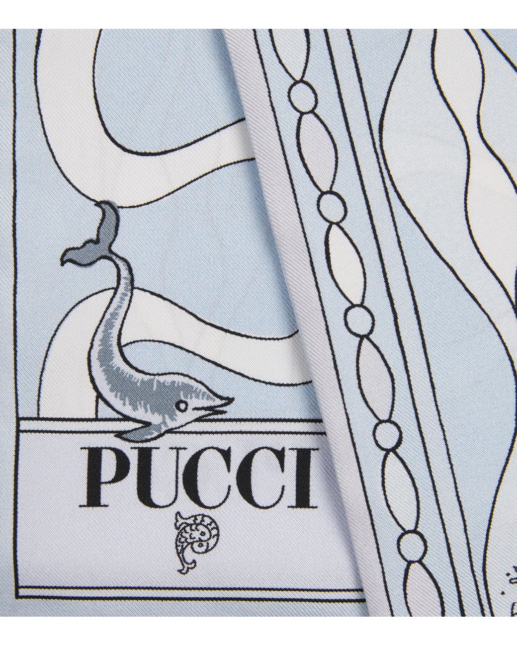 Emilio Pucci Blue Silk Mixed Print Twill Scarf