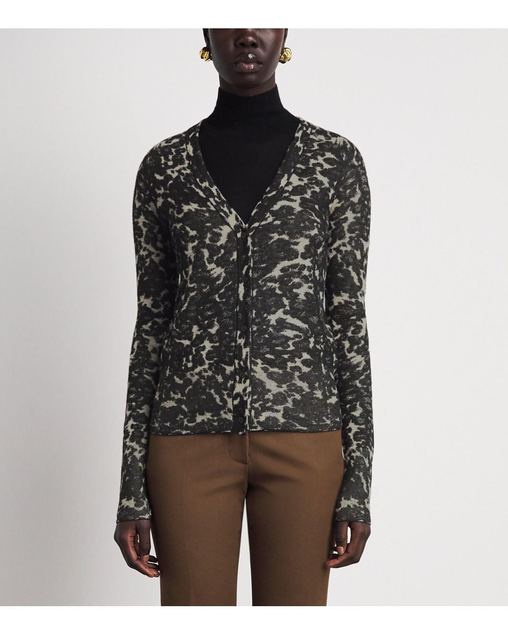Joseph Black Cashmere Jacquard Cashair Aisha Cardigan