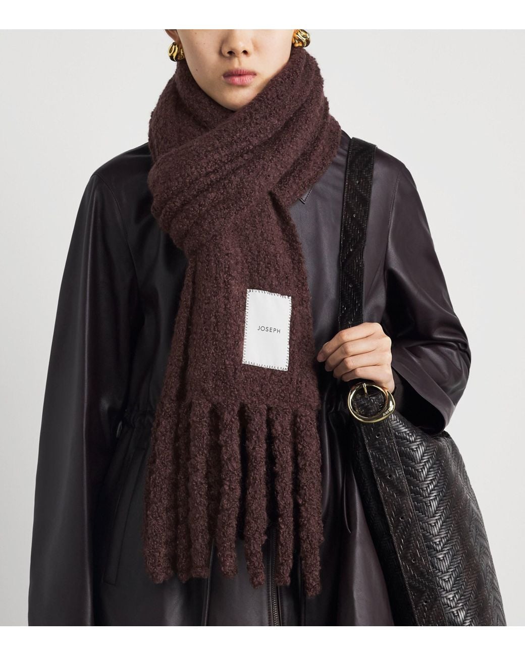 Joseph Brown Bouclé Knit Scarf