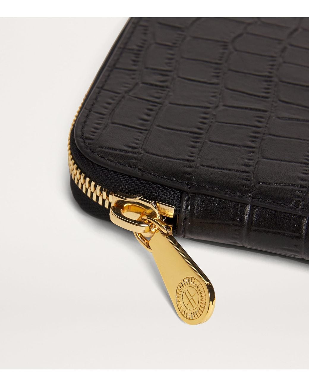 Harrods Black Large Croc-Embossed Leather Pouch
