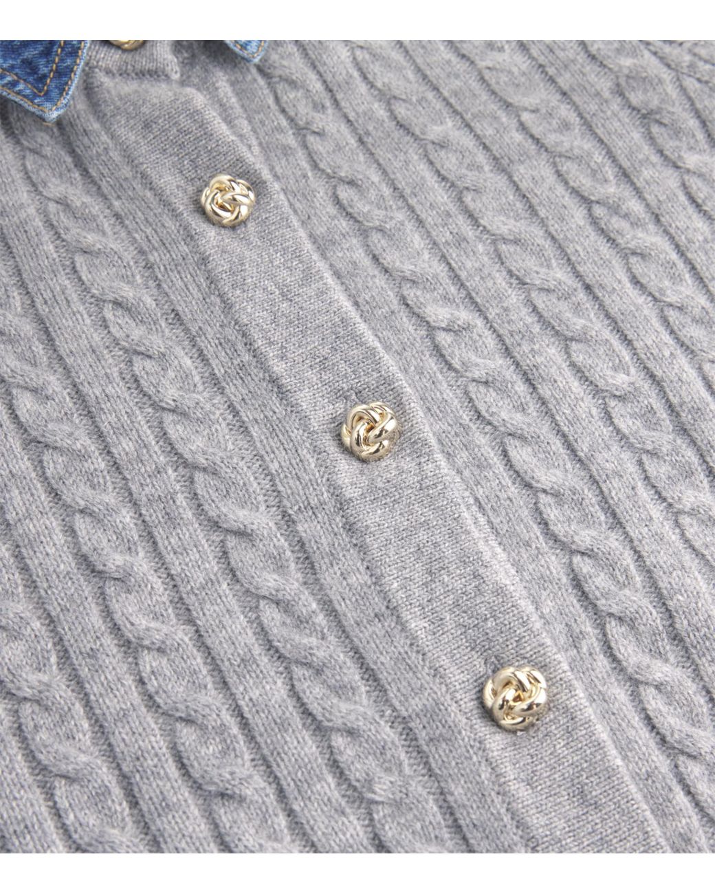 Sandro Gray Wool-Cashmere Denim-Collar Cardigan