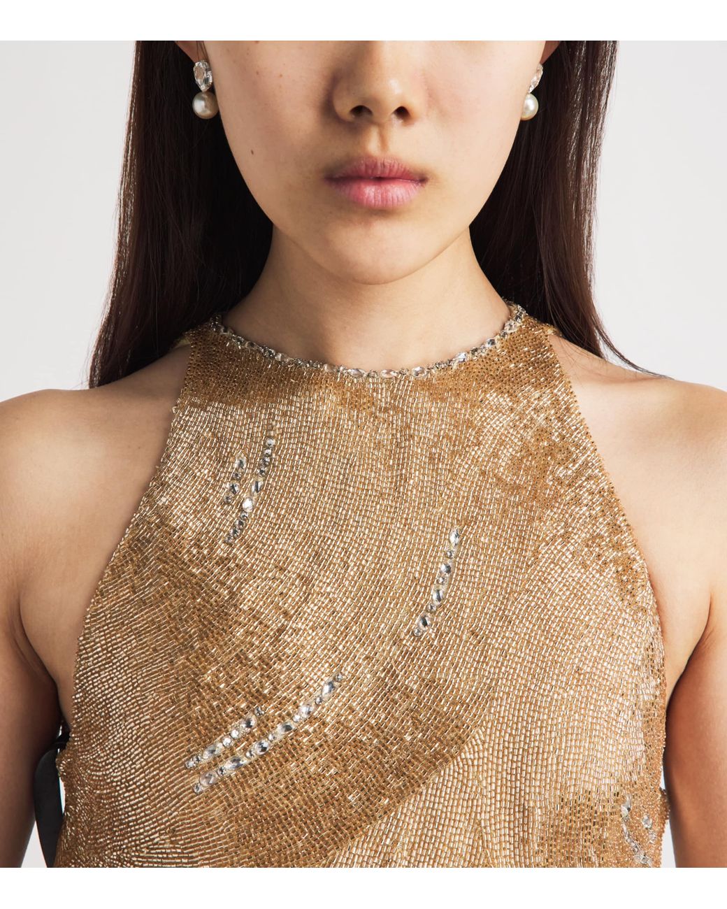 Clio Peppiatt Natural Embellished Delphine Maxi Gown
