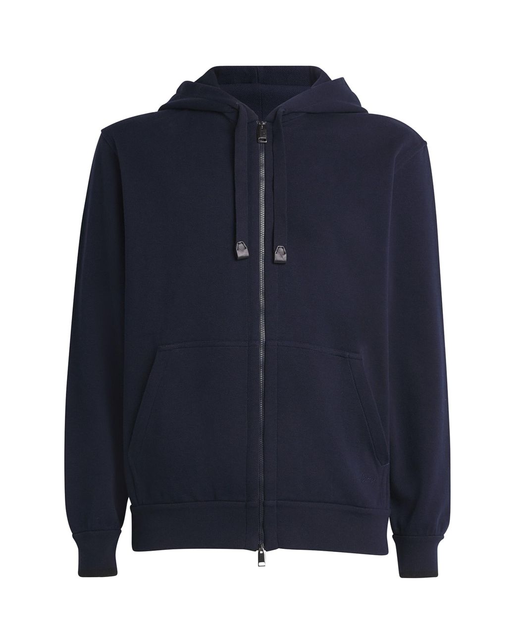 Brioni Blue Stretch-Cotton Zip-Up Hoodie for men