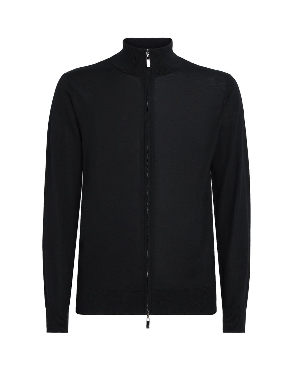 Pal Zileri Black Wool Zip-Up Cardigan for men