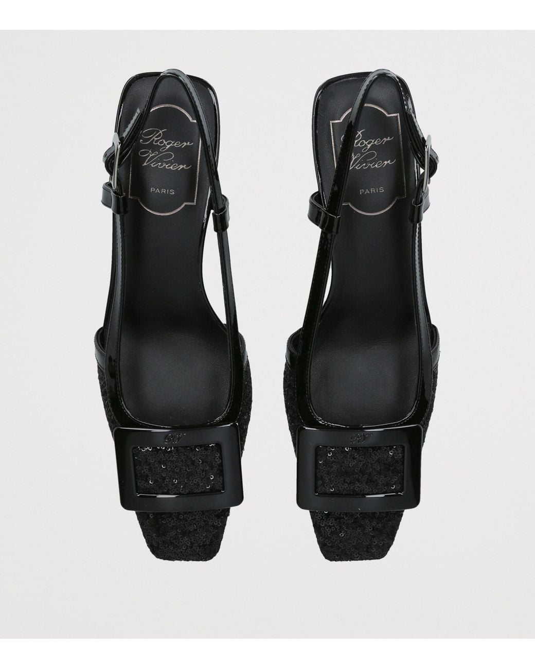 Roger Vivier Black Sequinned Belle Vivier Slingback Pumps 45