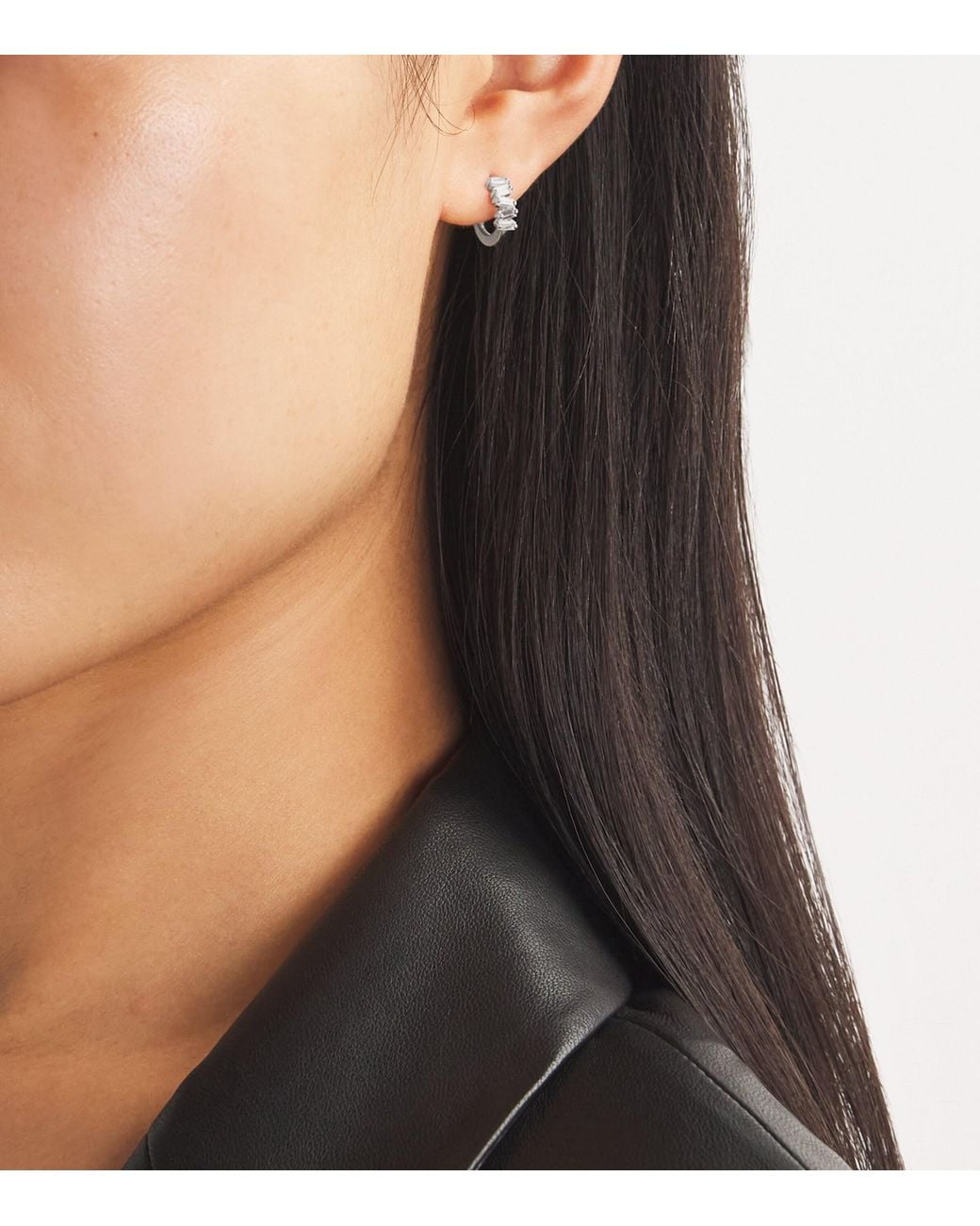 Suzanne Kalan Metallic And Diamond Bold Huggie Earrings