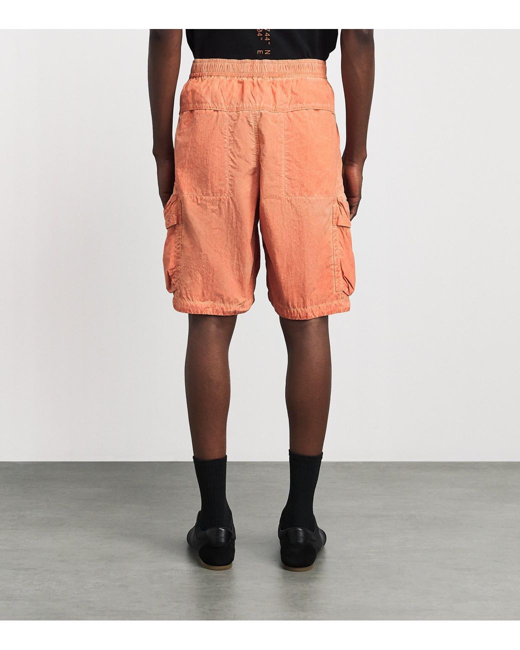 Stone Island Orange Nylon Cargo Shorts for men